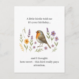 Postal Festiva Cita divertida de cumpleaños de pajarito   Chisme 