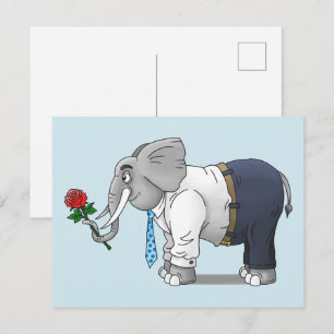 Postal Festiva Cita Romántica de Elefante Día de San Valentín