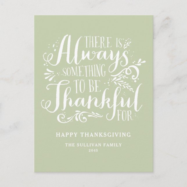 Postal Festiva Cita Verde siempre agradecimiento Acción de Gracia (Anverso)