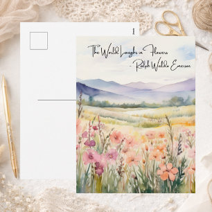 Postal Festiva Citación Inspiradora de Flores Silvestres de Prima