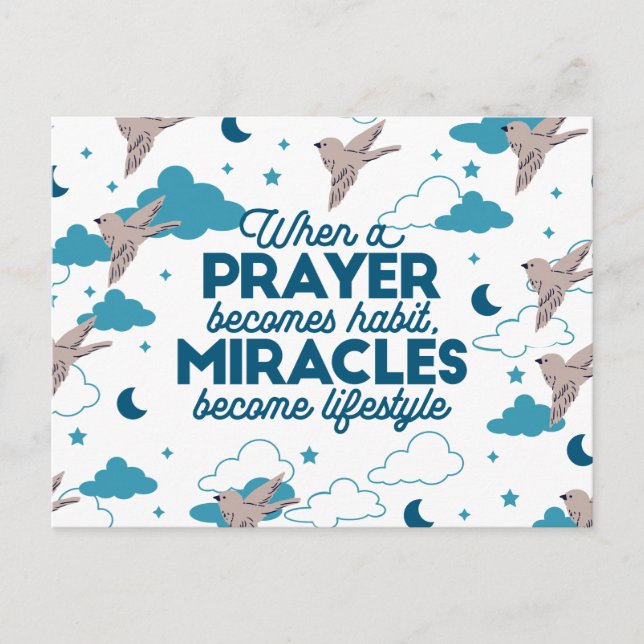 Postal Festiva Citas de fe y patrón de pájaro (Anverso)