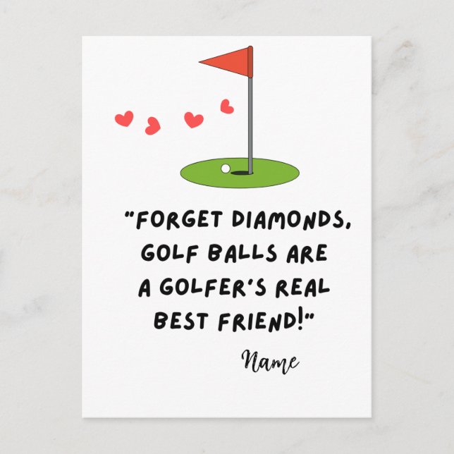Postal Festiva Citas divertidas de golf para El día de San Valent (Anverso)