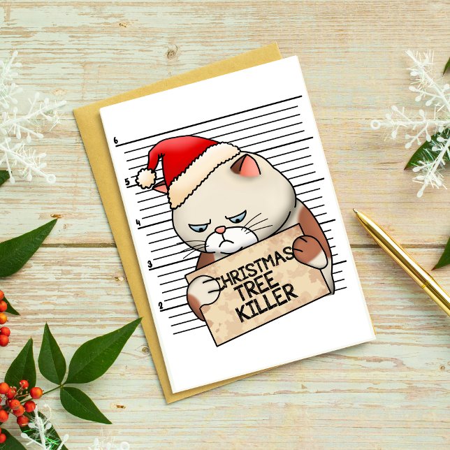 Postal Festiva Citas divertidas para amigos de Feliz Gato de Navi (Merry Christmas Cat Funny Quotes For Friends Holiday Postcard)