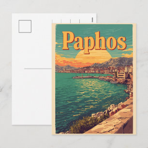 Postal Festiva Ciudad de Pafos, puesta de sol - recuerdo turístic