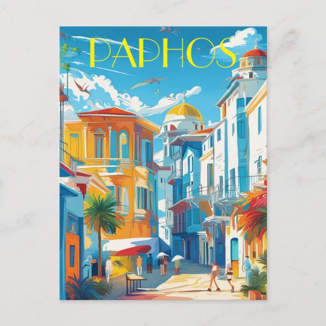 Postal Festiva Ciudad de Paphos, recuerdo de viaje de Chipre (Anverso)