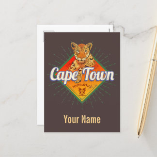 Postal Festiva Ciudad del Cabo Sudáfrica Retro Leopardo Vintage