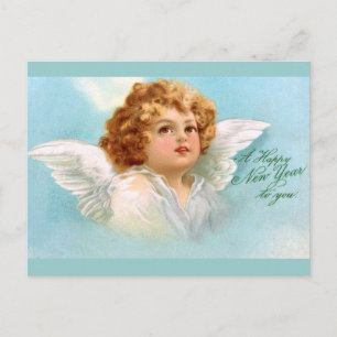 Postal Festiva Clapsaddle: Encantador Ángel de Año Nuevo
