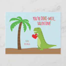 Postal Festiva Clase de Dinosaurios Valentines - T-Rex