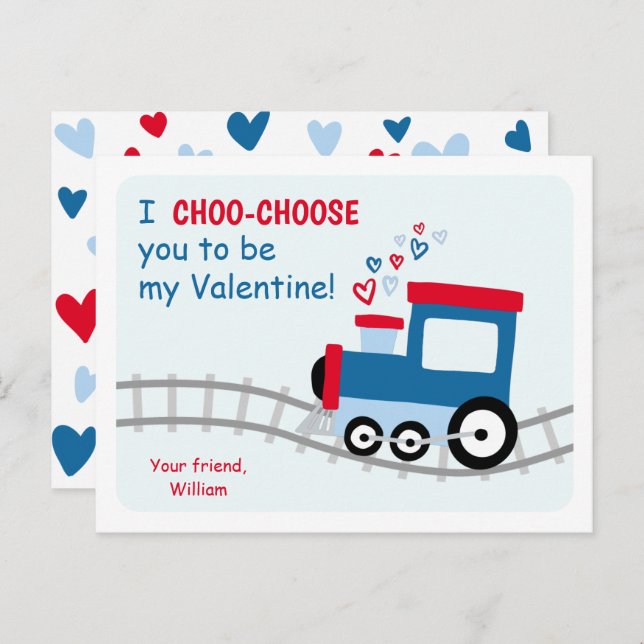 Postal Festiva Clase de tren San Valentín (Anverso / Reverso)