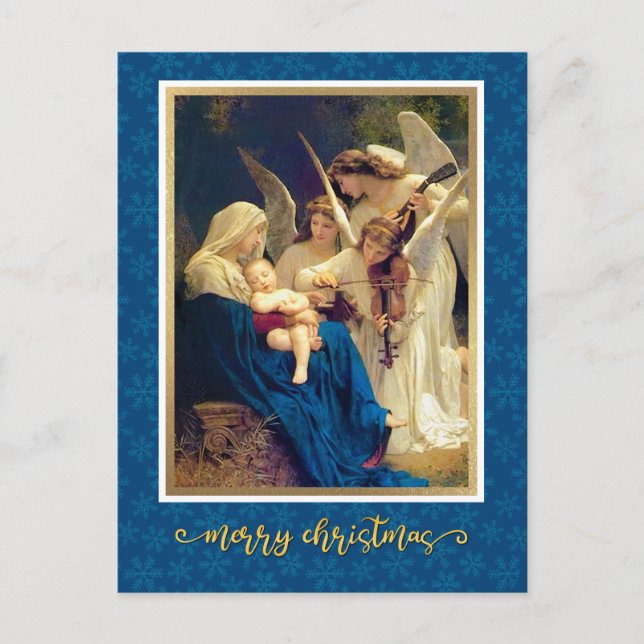Postal Festiva Clásica Natividad Angels Música "Feliz Navidad" (Anverso)
