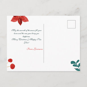 Postal Festiva Clásico Floral Navideño Rojo y Verde
