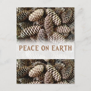 Postal Festiva Clásico Holiday Pine Cone Peace On Earth