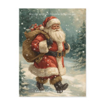 Clásico Santa Claus Retro Foto Personalizada Navid