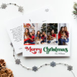 Postal Festiva Clásico Simple Merry Christmas Four Photo<br><div class="desc">Celebre la temporada con esta única y clásica tarjeta postal de cuatro festividades de Feliz Navidad con un toque de encanto vintage. El diseño minimalista muestra una elegante paleta de colores rojo y verde que evoca el espíritu acogedor del invierno. Su atractivo moderno y divertido, junto con la redacción tradicional,...</div>
