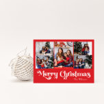 Postal Festiva Clásico Simple Red Merry Christmas Five Photo<br><div class="desc">Celebre la temporada con esta única y clásica tarjeta postal de vacaciones color rojo Feliz Navidad con cinco fotos con un toque de encanto vintage. El diseño minimalista muestra una elegante paleta de colores rojo y blanco que evoca el espíritu acogedor del invierno. Su atractivo moderno y divertido, junto con...</div>