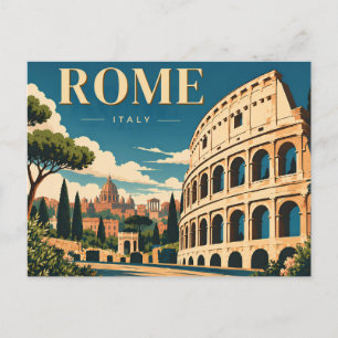 Postal Festiva Clásico Vintage viaje Italia Coliseo