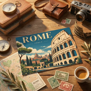 Postal Festiva Clásico Vintage viaje Italia Coliseo