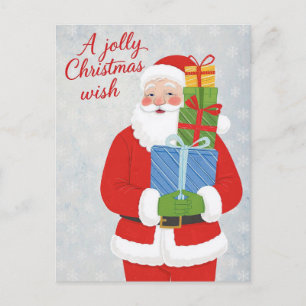 Postal Festiva Clásicos regalos de Santa Claus alegres