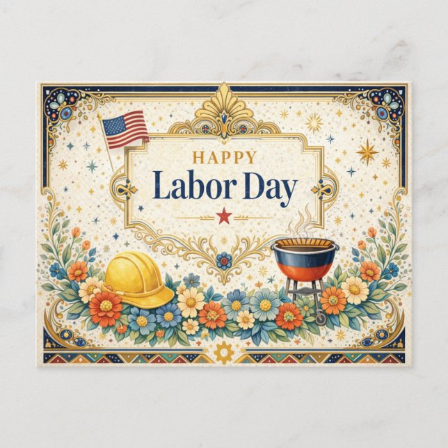 Postal Festiva Classic Colorful Happy Labor Day (Anverso)