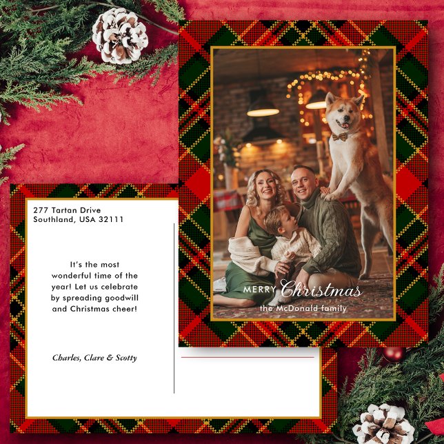 Postal Festiva Classic Red, Green, Gold Christmas Plaid 1-Photo (Subido por el creador)