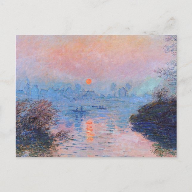 Postal Festiva Claude Monet - Atardecer En El Sena (Anverso)