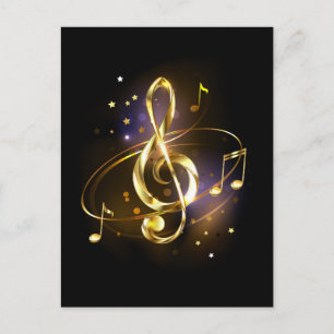 Postal Festiva Clef Musical de Triple Dorado