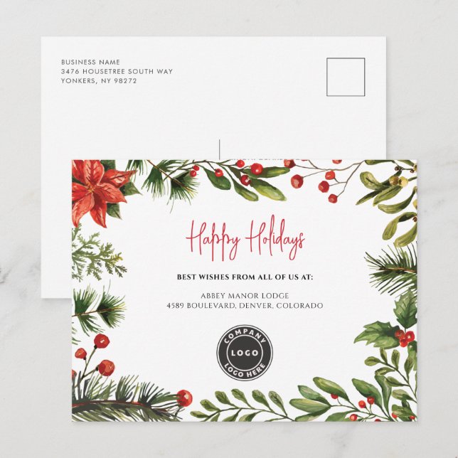 Postal Festiva Clientes de Navidades de logotipos comerciales (Anverso / Reverso)