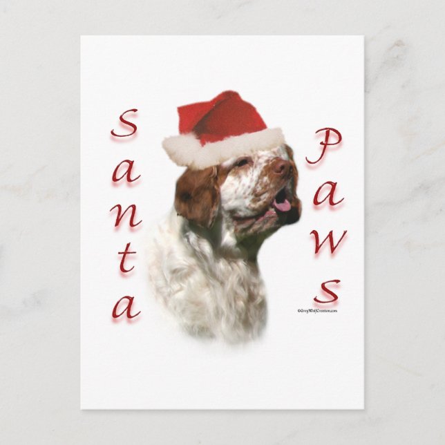 Postal Festiva Clumber Spaniel Santa Paws (Anverso)