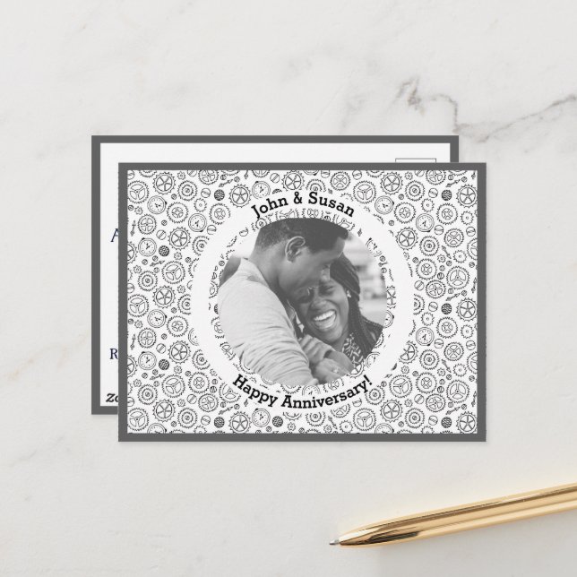 Postal Festiva Cobertura de los engranajes blancos y negros de St