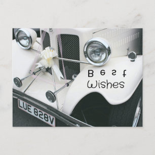 Postal Festiva Coche de boda negro y blanco elegante