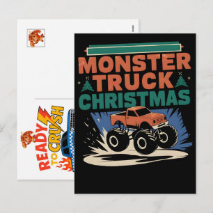 Postal Festiva Coche de Camión Monstruo para Niño en Cumpleaños,
