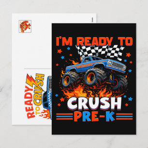 Postal Festiva Coche de Camión Monstruo para Niño en Cumpleaños, 