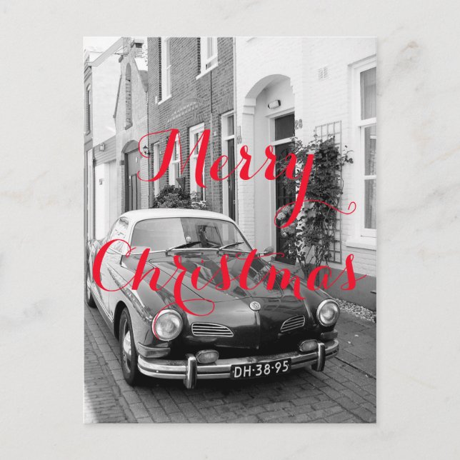 Postal Festiva Coche de la obra clásica de Karmann Ghia (Anverso)