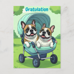 Postal Festiva Cochecito para Bulldog Francés