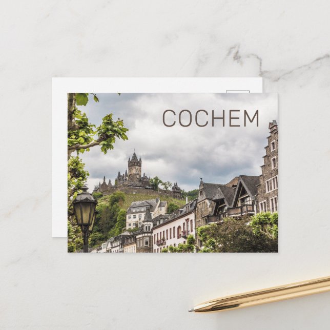 Postal Festiva Cochem Moselle Panorama Alemania Souvenir (Anverso/Reverso In Situ)