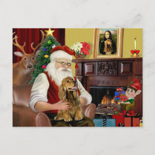 Postal Festiva Cocker marrón de Santa Claus
