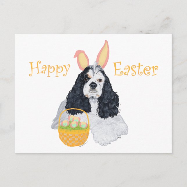 Postal Festiva Cocker Spaniel Americano Pascua (Anverso)