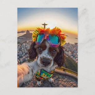 Postal Festiva Cocker Spaniel King Charles en Brasil