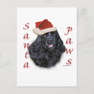Postal Festiva Cocker Spaniel (negro) Santa Paws