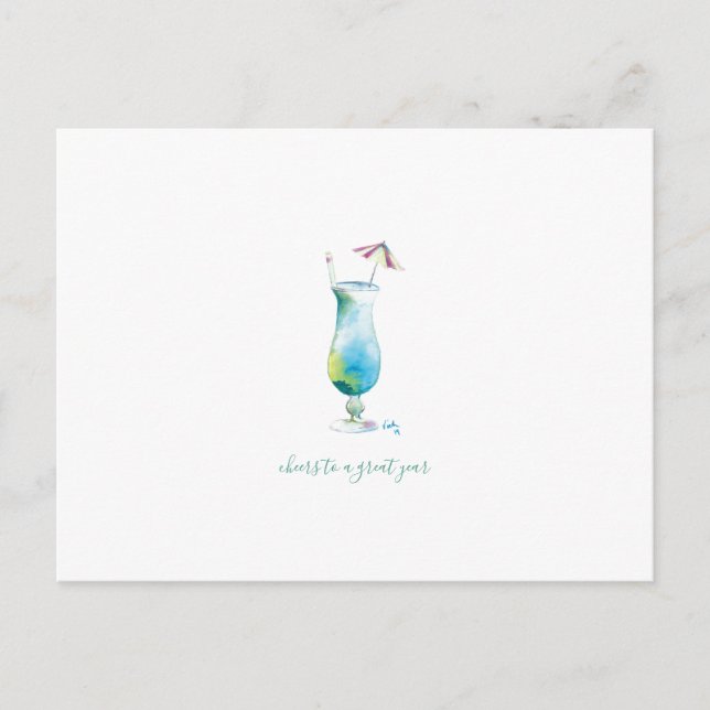 Postal Festiva Cocktail tropical acuático (Anverso)