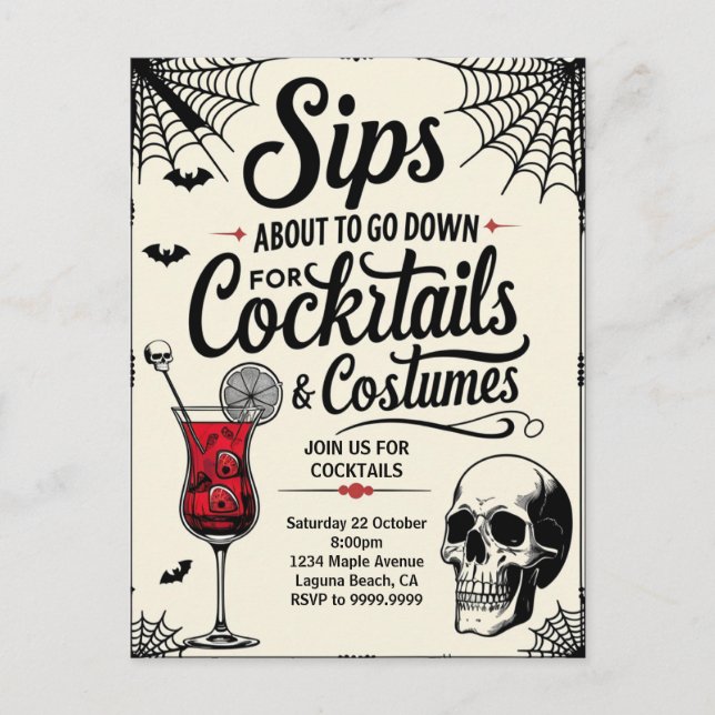 Postal Festiva Cocktails & Costumes Halloween (Anverso)