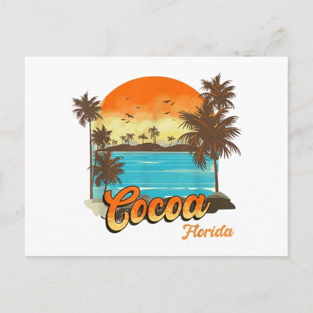 Postal Festiva Cocoa Florida Beach Summer Vacation Palm Sunset (Anverso)