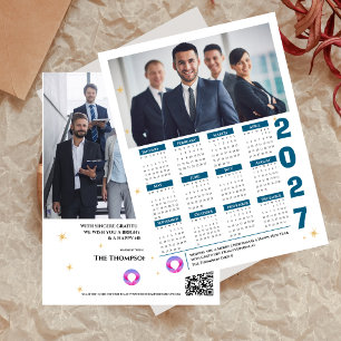 Postal Festiva Código QR del calendario corporativo 2027 Foto de