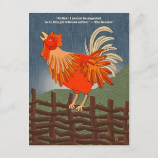 Postal Festiva Coffee Addicted Rooster Postcards