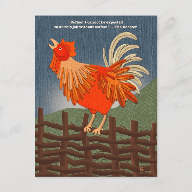 Postal Festiva Coffee Addicted Rooster Postcards (Anverso)