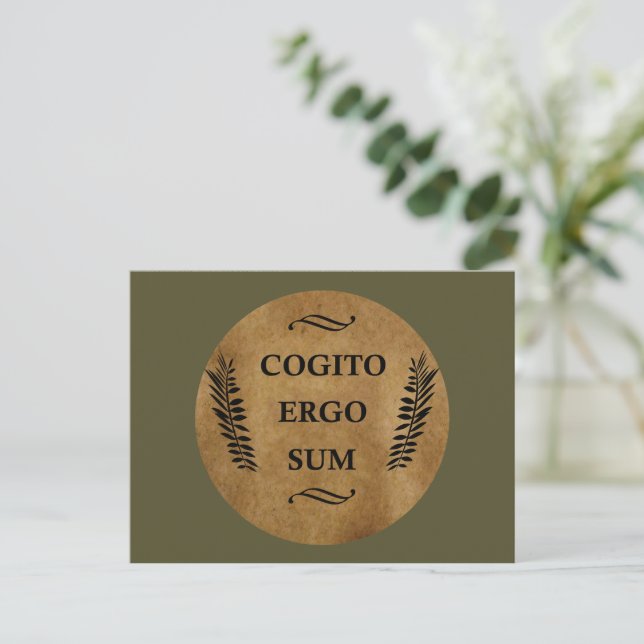 Postal Festiva Cogito ergo sum (Anverso de pie)