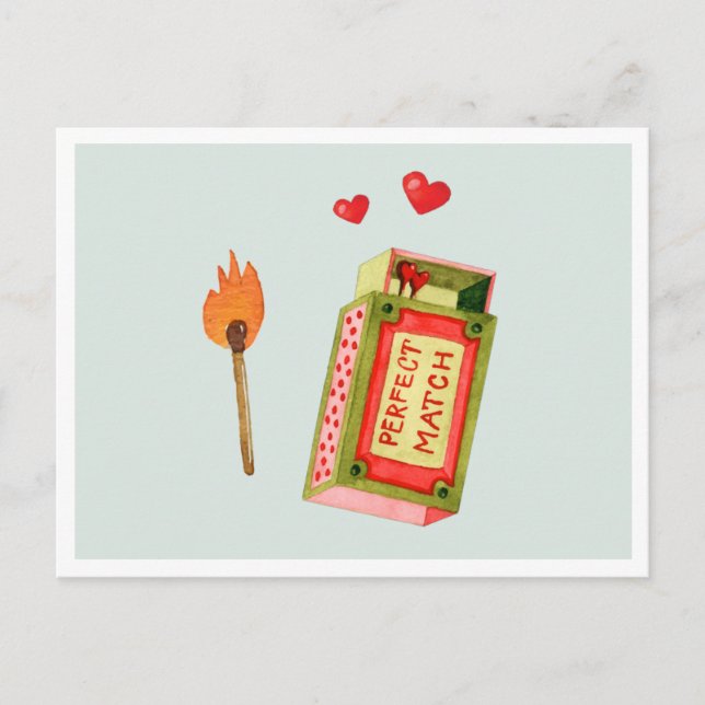 Postal Festiva Coincidencia perfecta | Cute Watercolor Valentine (Anverso)