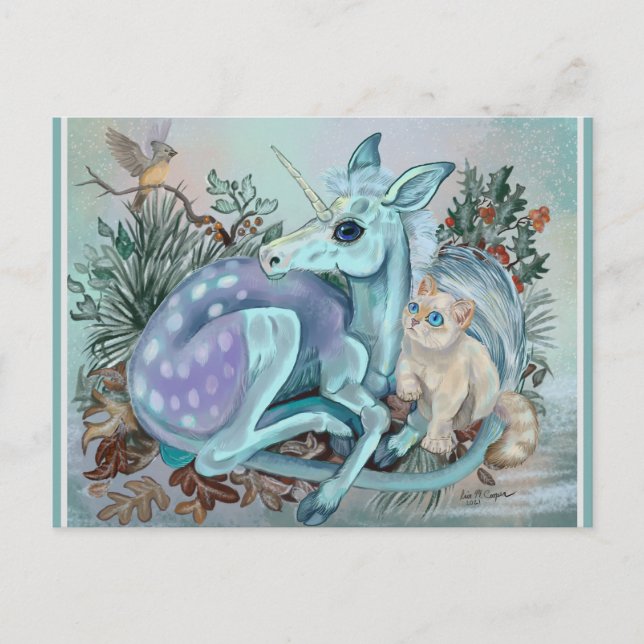 Postal Festiva Cojines cómodos de unicornio (Anverso)