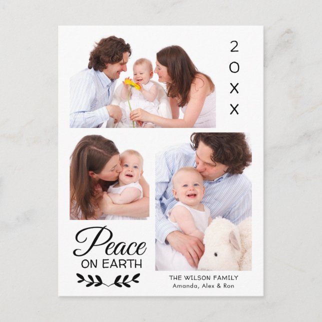 Postal Festiva Colage personalizado de la familia Paz 3 (Anverso)