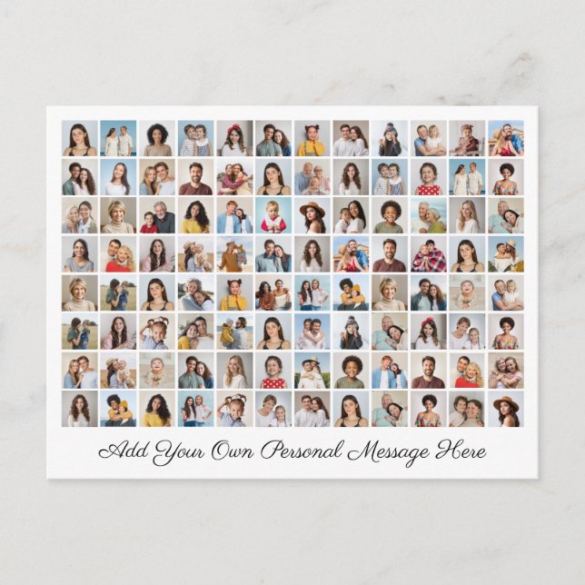 Postal Festiva Colaje de 96 Fotos Agrega tu Propio Mensaje (Anverso)